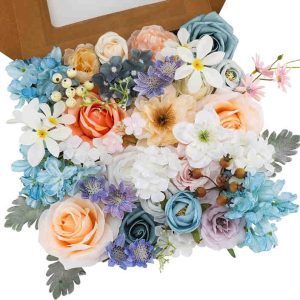 Fleurs artificielles En boîte pour mariages et décorations de table bleu-rose couleur