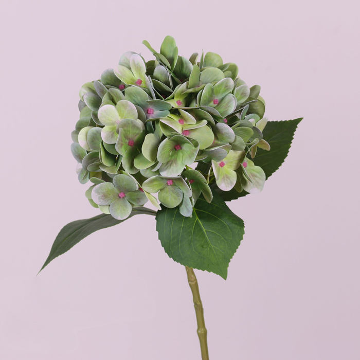 fleurs artificielles branches d'hortensia Peinture à l'huile verte couleur décoration florale longueur 45cm 3pcs
