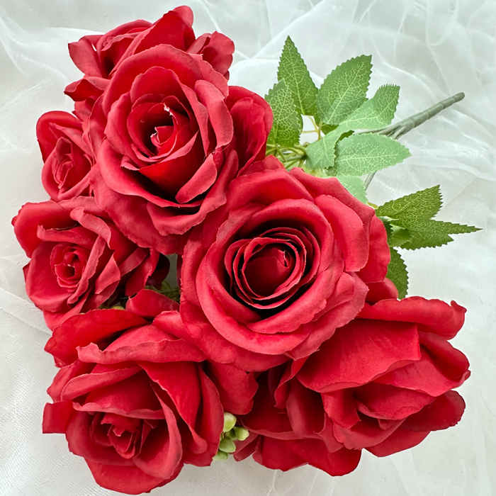 plante artificielle Branche Rose à dix têtes décoration florale Hauteur 44cm 3pcs