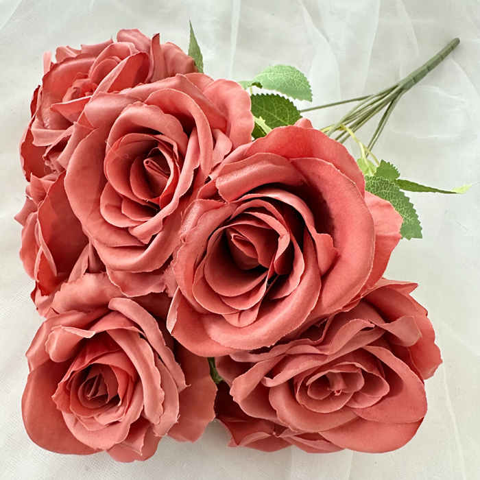 Fleurs artificielle Branche Rose à dix têtes décoration florale Hauteur 44cm 3pcs – Image 3