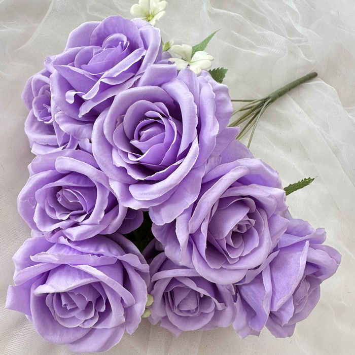 Fleurs artificielle Branche Rose à dix têtes décoration florale Hauteur 44cm 3pcs – Image 4