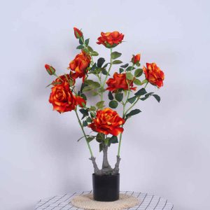 plante artificielle extérieur pivoine orange Pots de fleurs non inclus Hauteur 70cm