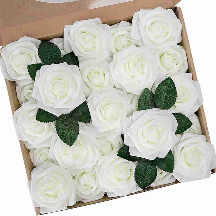 Coffret cadeau de roses artificielles, décorations de mariage, fleurs décoratives 30cm*28cm*8cm – Image 5