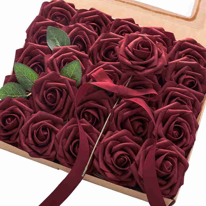 Coffret cadeau de roses artificielles, décorations de mariage, fleurs décoratives 30cm*28cm*8cm – Image 7