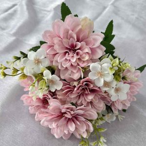 fleurs artificielle Branche Dahlia à Neuf succursales rose décoration florale Hauteur 40cm 6pcs