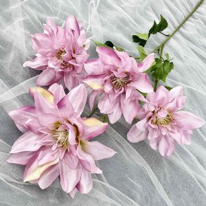 fleurs artificielle Branche Dahlia à Quatre têtes rose-Violet décoration florale Hauteur 76cm 6pcs