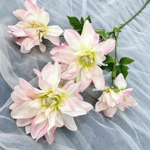 fleurs artificielle Branche Dahlia à Quatre têtes rose clair décoration florale Hauteur 76cm 6pcs