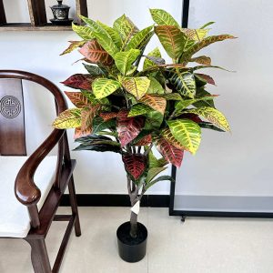 plante artificielle intérieur banian vert doré Pots de fleurs non inclus Hauteur 120cm