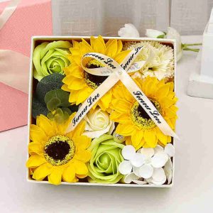 Coffret cadeau tournesol artificiel, cadeau de Noël