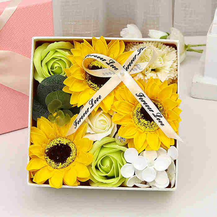 Coffret cadeau tournesol artificiel, cadeau de Noël