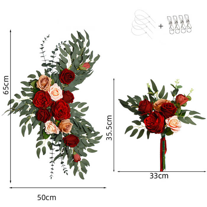 Fleurs artificielles pour la décoration d'arches de mariage rouge foncé